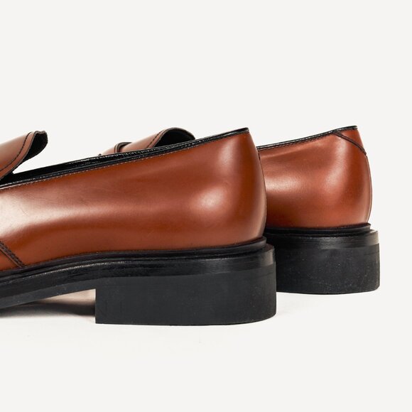 Prada Bruciato Bright Calf Leather Round Toe Penny Loafers - Picture 8 of 11